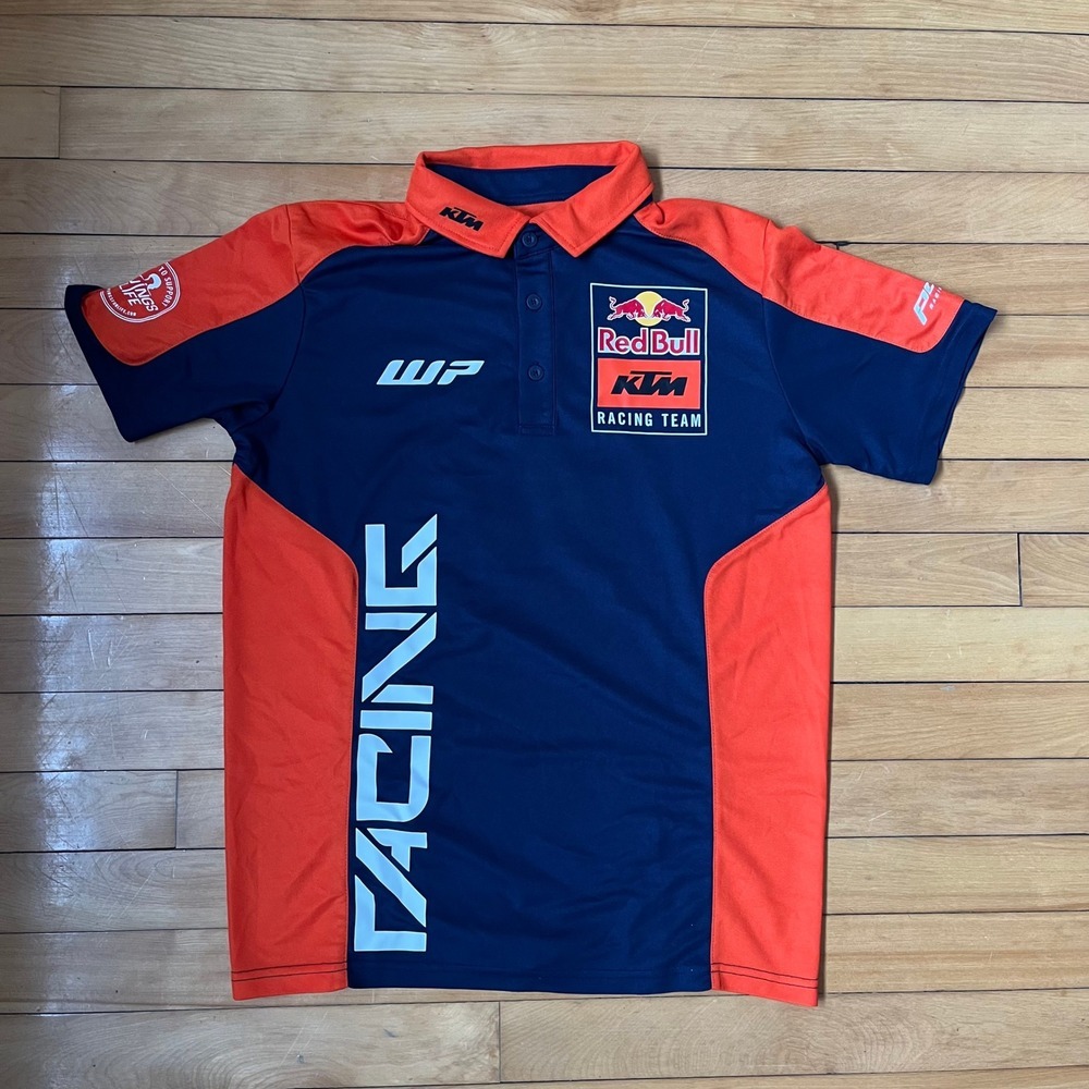 KTM Red Bull Racing Team Polo Shirt Mens Small Navy Orange Motocross Jersey WP
